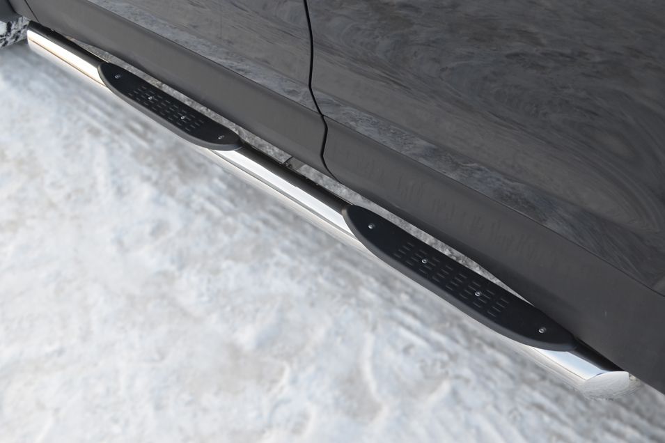 Защита порогов RusStal труба d76 с накладками (вариант 1) для Honda CR-V III 2009-2012. Артикул HNT-0002291