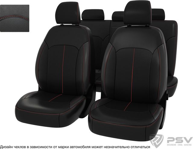 Чехлы PSV Оригинал на сидения для Kia Ceed III 2018-2026, цвет Черный/отстрочка красная. Артикул 131031