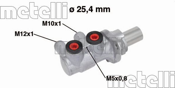 Тормозной цилиндр главный Metelli (алюминий). Артикул 05-0717