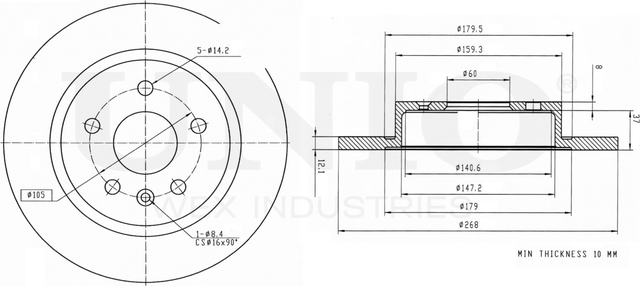 Диск тормозной (Unio). Артикул BRD-20023