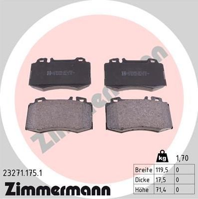 Тормозные колодки Zimmermann. Артикул 23271.175.1