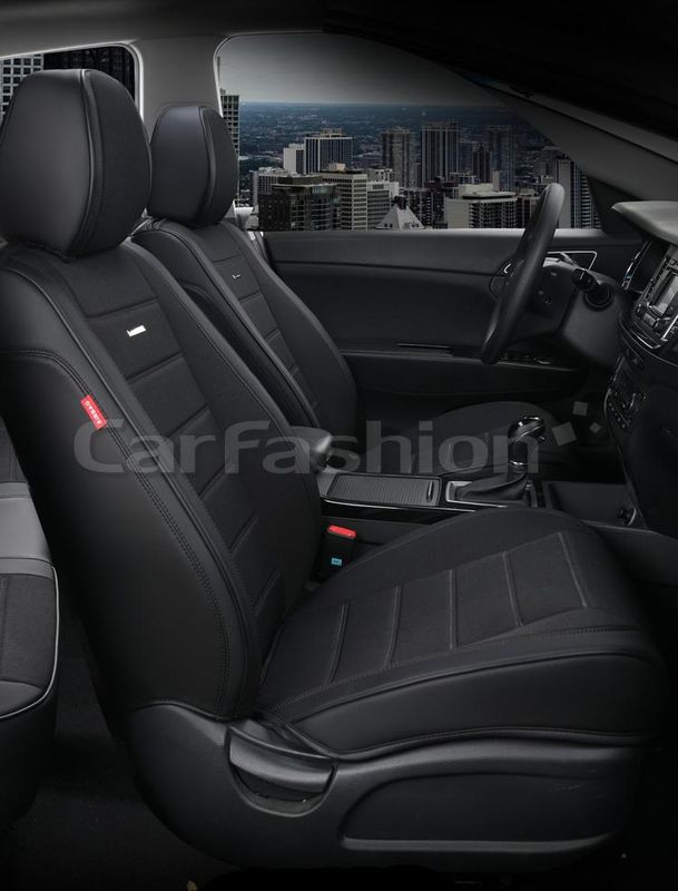 Чехлы универсальные каркасные CarFashion 5D Mayer на передние сидения авто, цвет Черный/Черный/Черный. Артикул 21501