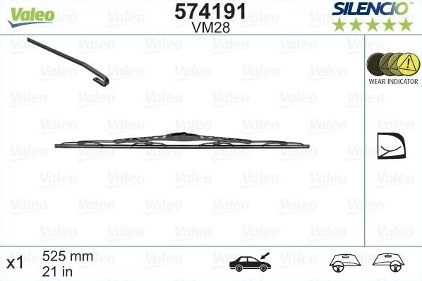 Щетка стеклоочистителя (дворник) Valeo Silencio Conventional. Артикул 574191