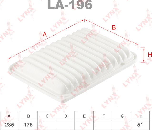 Воздушный фильтр LYNXauto. Артикул LA-196