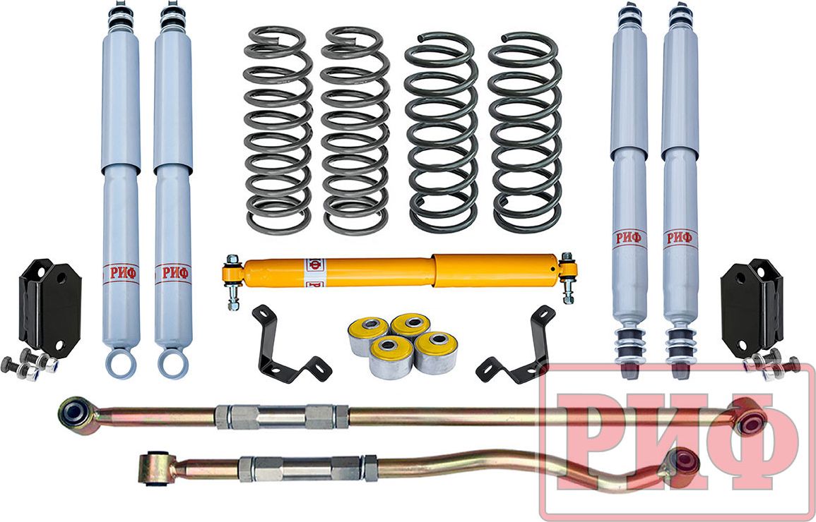 Лифт-комплект РИФ газовый жесткий для Toyota Land Cruiser 80 правый руль 1988-1998, лифт 50 мм. Артикул RIF-TLC80-C-R-G