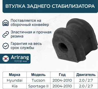 Втулка стабилизатора заднего (Arirang). Артикул ARG123136