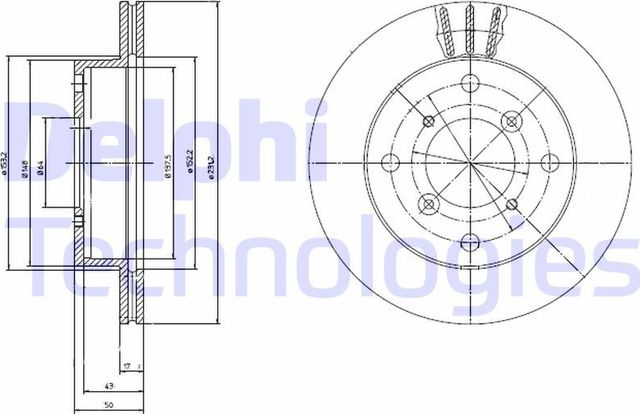 Тормозной диск Delphi передний для Suzuki Alto IV 1994-1998. Артикул BG2645