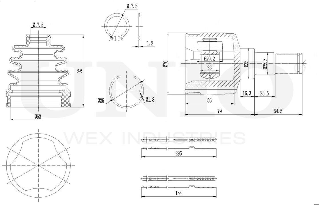 ШРУС внутренний (Unio). Артикул CVJ-30013
