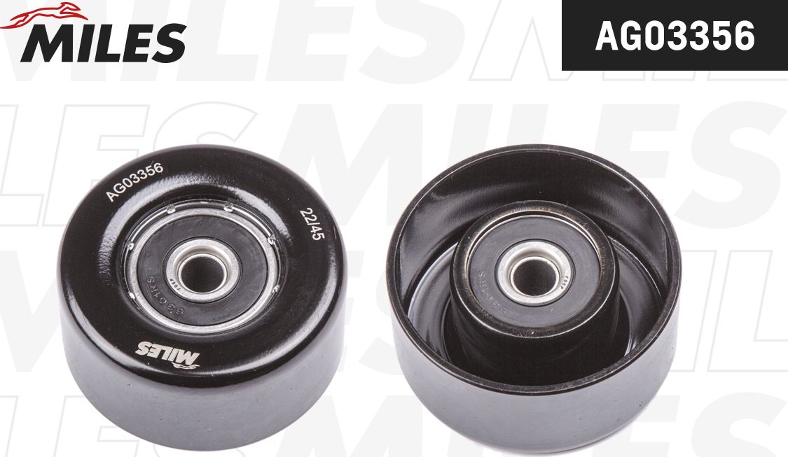 Натяжной ролик (натяжитель) приводного поликлинового ремня Miles (Металл). Артикул AG03356