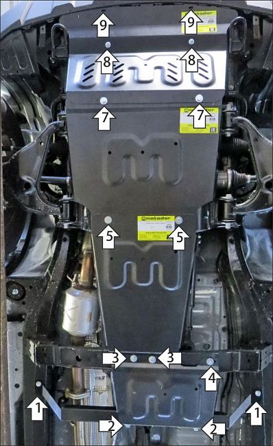 Защита Мотодор усиленная для радиатора, картера двигателя, КПП и раздаточной коробки Jac T8 2019-2026. Артикул 78303