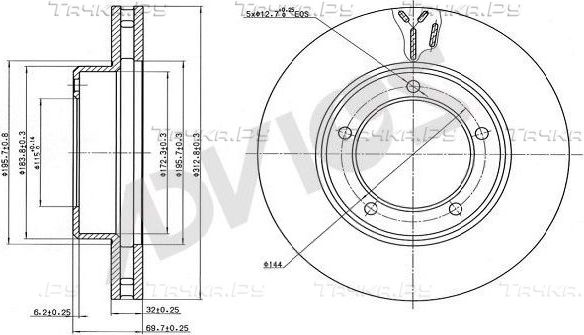 Тормозной диск Advics для Toyota Noah II (R70) 2007-2013. Артикул A6F106B