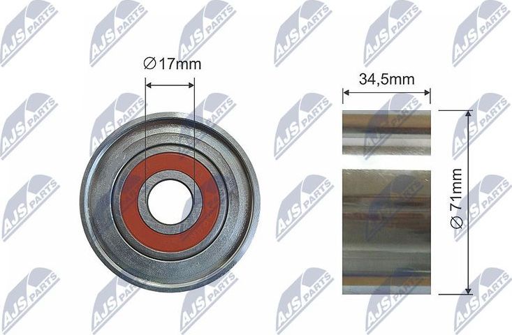 Направляющий (ведущий) ролик приводного поликлинового ремня NTY (Металл). Артикул RNK-MZ-012