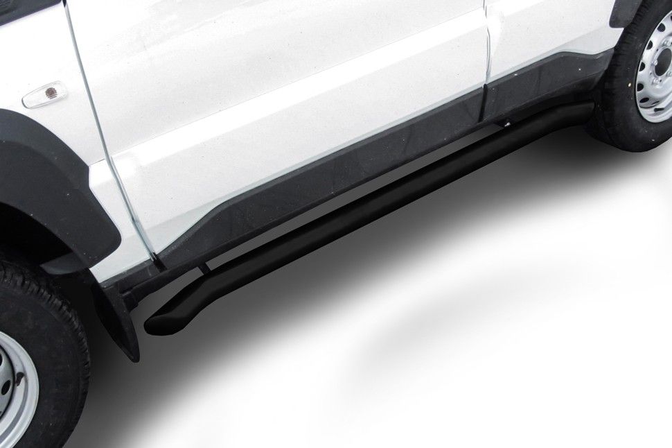 Пороги Slitkoff труба d57 с гибами для для Lada Niva Travel 2020-2026 ЧЕРНЫЕ матовые. Артикул NivTR008B