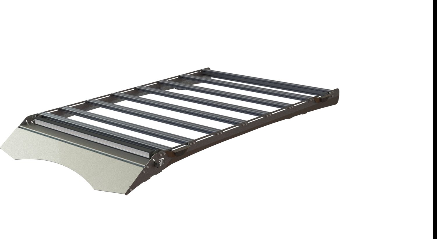 Экспедиционный багажник STC для Renault Duster I рестайлинг 2015-2020 Шторка дальний и рабочий свет. Артикул STC-RDU/10-TR1-L1L3