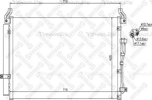 Радиатор кондиционера (конденсатор) Stellox (алюминий). Артикул 10-45281-SX