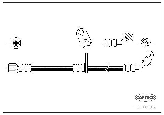Тормозной шланг Corteco передний правый для Toyota RAV4 II (XA20) 2000-2005. Артикул 19033102
