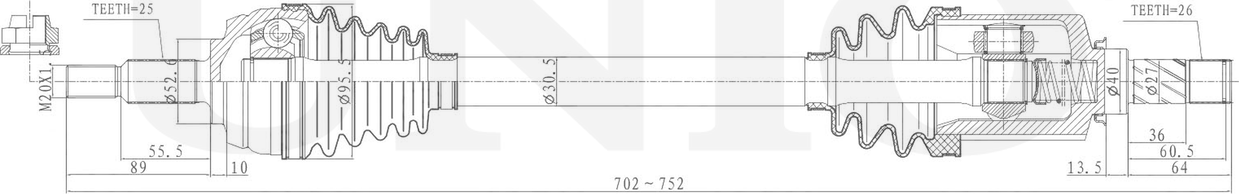 Вал приводной (Unio). Артикул CVJ-10076