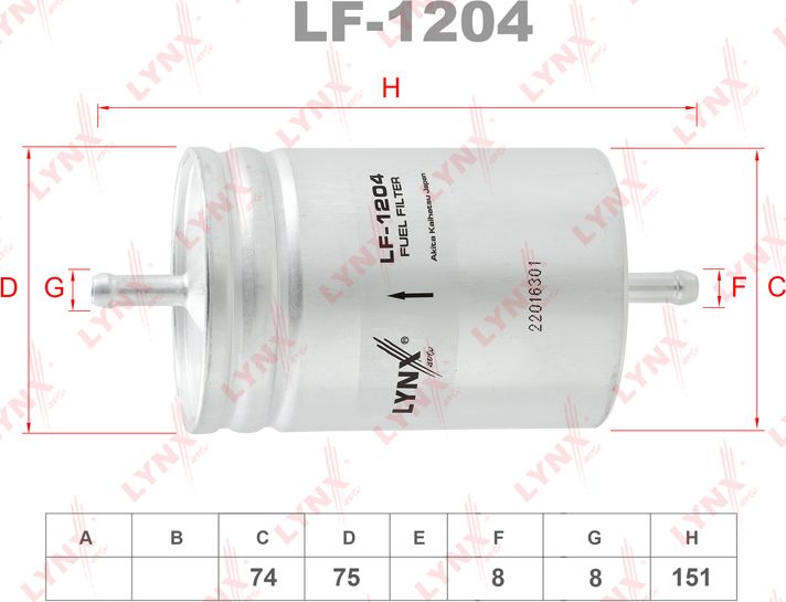 Топливный фильтр LYNXauto. Артикул LF-1204