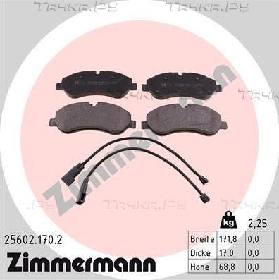Тормозные колодки Zimmermann передние для Ford Transit VIII 2013-2026. Артикул 25602.170.2