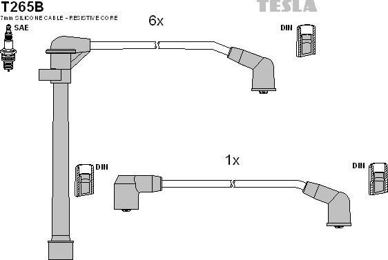 Высоковольтные провода (провода зажигания) (комплект) Tesla для Nissan Maxima J30 1988-1994. Артикул T265B
