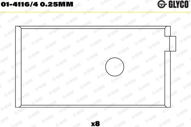 Вкладыши шатунные Glyco для Fiat Uno I 1984-2006. Артикул 01-4116/4 0.25mm
