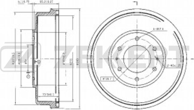 Тормозной барабан Zekkert задний для Mitsubishi Pajero Sport II 2008-2016. Артикул BS-5272B