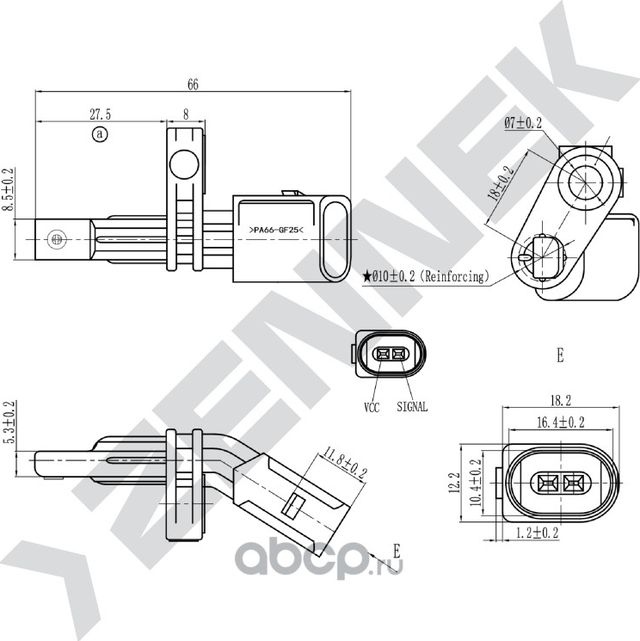 Датчик ABS передний/задний левый AUDI Q7 05-15, VW TOUAREG 02-10 (Zennek). Артикул DAS0087