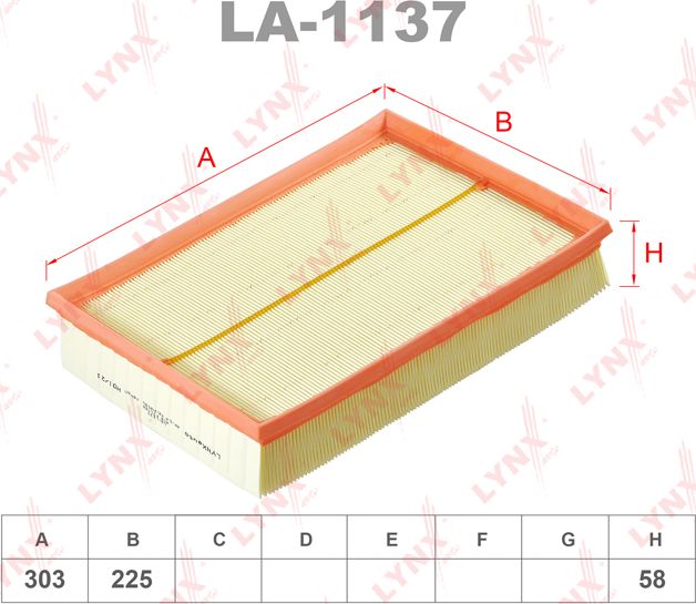 Воздушный фильтр LYNXauto для Land Rover Discovery III 2004-2009. Артикул LA-1137