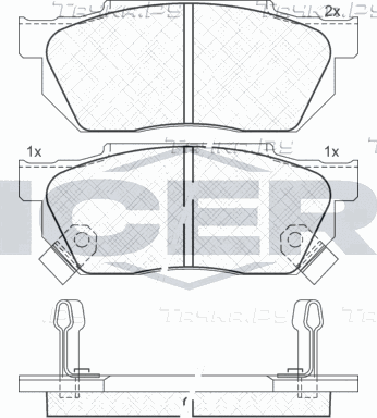 Тормозные колодки Icer передние для Honda Civic V 1991-1995. Артикул 180494