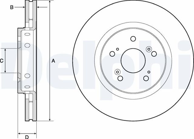 Тормозной диск Delphi передний для Honda CR-V IV 2015-2018. Артикул BG4808C