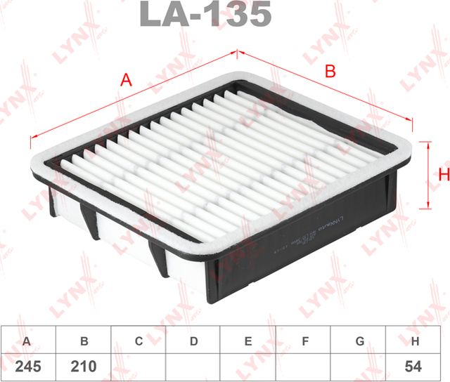 Воздушный фильтр LYNXauto для Toyota Progres 1997-2007. Артикул LA-135