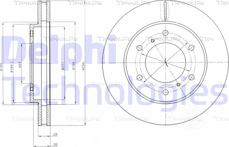 Тормозной диск Delphi передний для Mitsubishi Pajero Sport II 2008-2016. Артикул BG4257