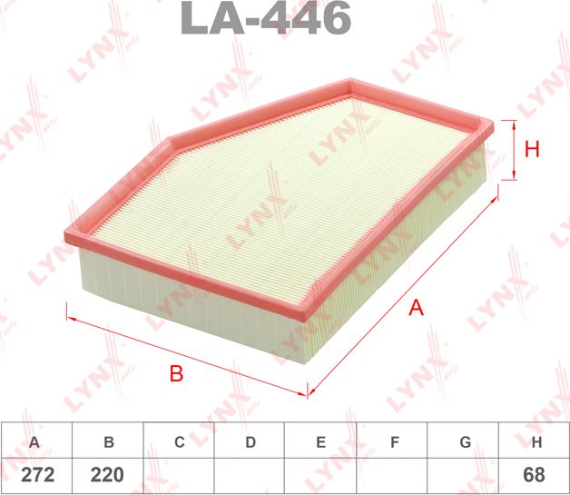 Воздушный фильтр LYNXauto для BMW 8 II (G14/G15/G16) 2018-2026. Артикул LA-446