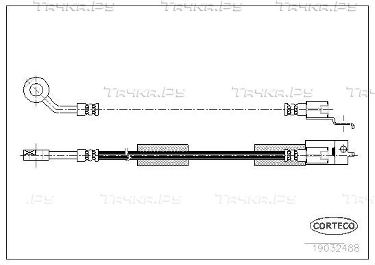 Тормозной шланг Corteco передний правый для Jeep Wrangler II (TJ) 1996-2007. Артикул 19032488