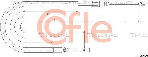 Трос ручника (тросик ручного тормоза) Cofle. Артикул 11.6599