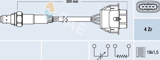 Лямбда-зонд (кислородный датчик) FAE. Артикул 77592