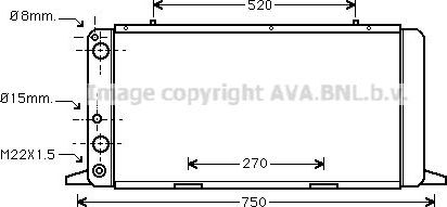 Радиатор охлаждения двигателя AVA. Артикул AI2026
