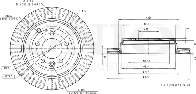 Диск тормозной (Unio). Артикул BRD-20336