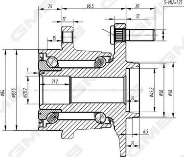 Ступица колеса GMB задняя для Subaru Impreza III 2008-2014. Артикул GH23650M