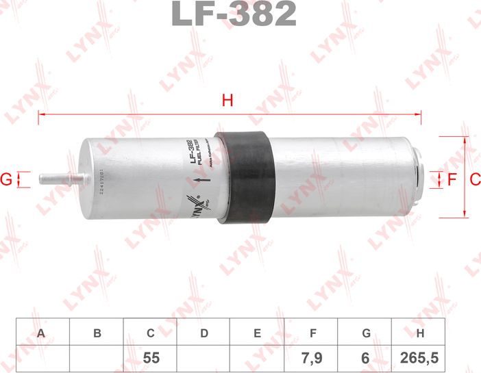 Топливный фильтр LYNXauto. Артикул LF-382