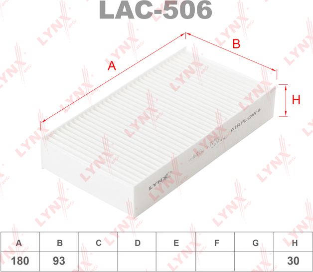 Салонный фильтр LYNXauto. Артикул LAC-506