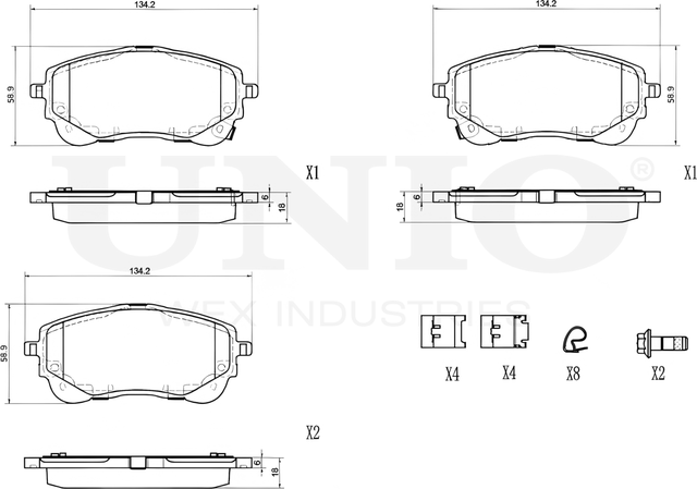 Колодки тормозные дисковые, комплект (Unio). Артикул BRP-20191