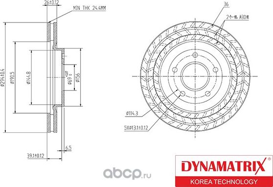 диск тормозной (Dynamatrix-Korea). Артикул DBD1624