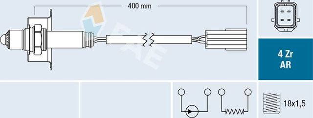 Лямбда-зонд (кислородный датчик) FAE для Nissan Cabstar F24M, F24W 2006-2013. Артикул 75643
