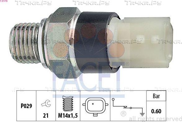 Датчик давления масла Facet Made in Italy - OE Equivalent для Suzuki Grand Vitara III 2005-2015. Артикул 7.0178