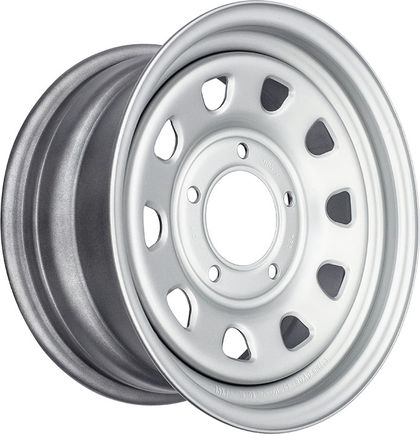 Колёсный диск OFF-ROAD Wheels усиленный стальной серебристый 5x139,7 7xR15 d98.5 ET+25 для Chevrolet Niva 2002-2023 (треугольник). Артикул 1570-539985S+25A07X