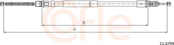 Трос ручника (тросик ручного тормоза) Cofle для Lancia Thesis 1980-2001. Артикул 92.11.6799