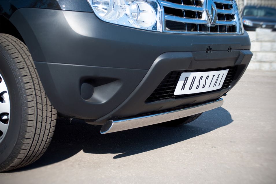 Защита RusStal переднего бампера d75х42 овал для Renault Duster FWD I 2010-2020. Артикул RD2Z-000437