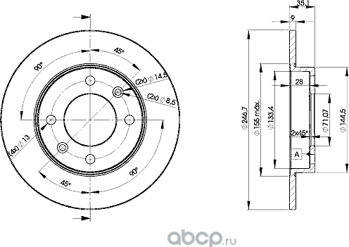 Диск торм.задн. Berlingo  C2  C3  C4... (Icer). Артикул 78bd4746