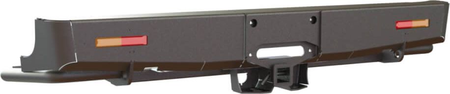 Бампер силовой STC задний для Toyota Hilux VIII 2015-2026 с квадратом под фаркоп, площадкой под лебедку и дублирующими фонарями. Артикул STC-TH15-BR-W-L1